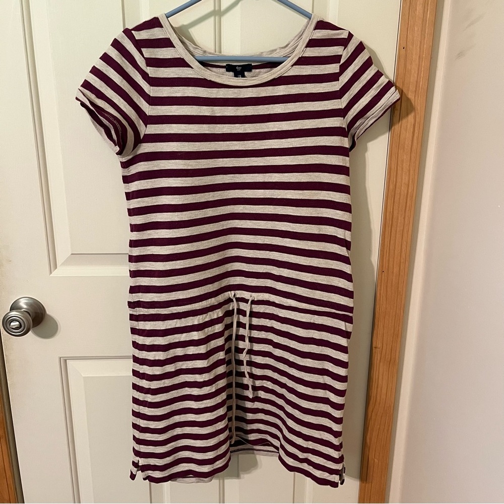 GAP Dress in Maroon and Cream Stripes